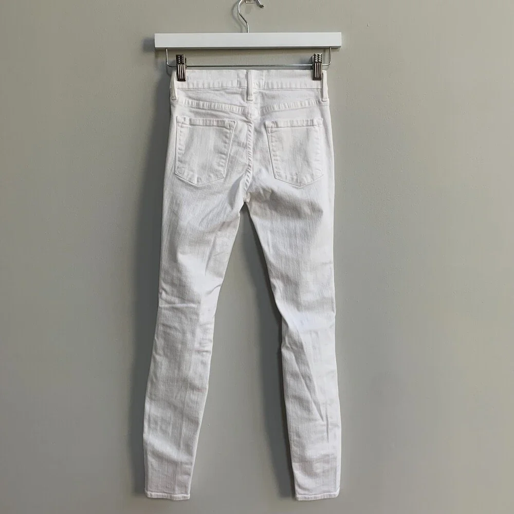 FRAME Denim Le Skinny de Jeanne Jeans Demin Women's 24 White Trashed Distressed
